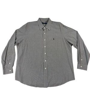 RALPH LAUREN Black Check Long Sleeve Button Up 100% Cotton Size XXL Flaw